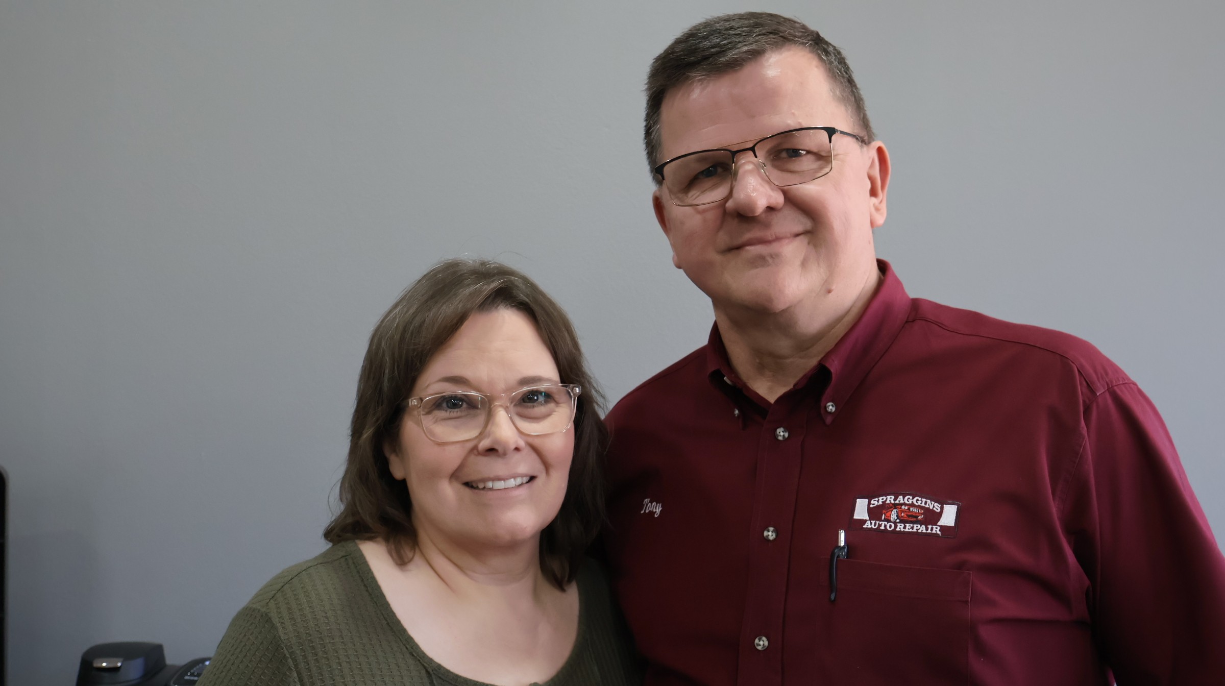 Tony Spraggins and his wife, owners of Spraggins Auto Repair